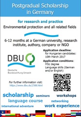 DBU német környezetvédelmi ösztöndíj
